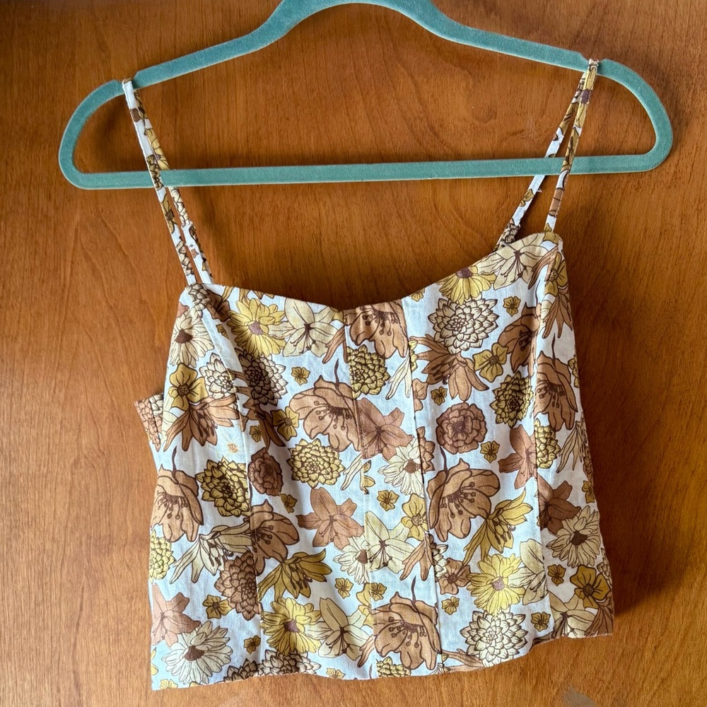 C&C California Brown and White Ruched Bustier Camisole - Picture 2 of 5